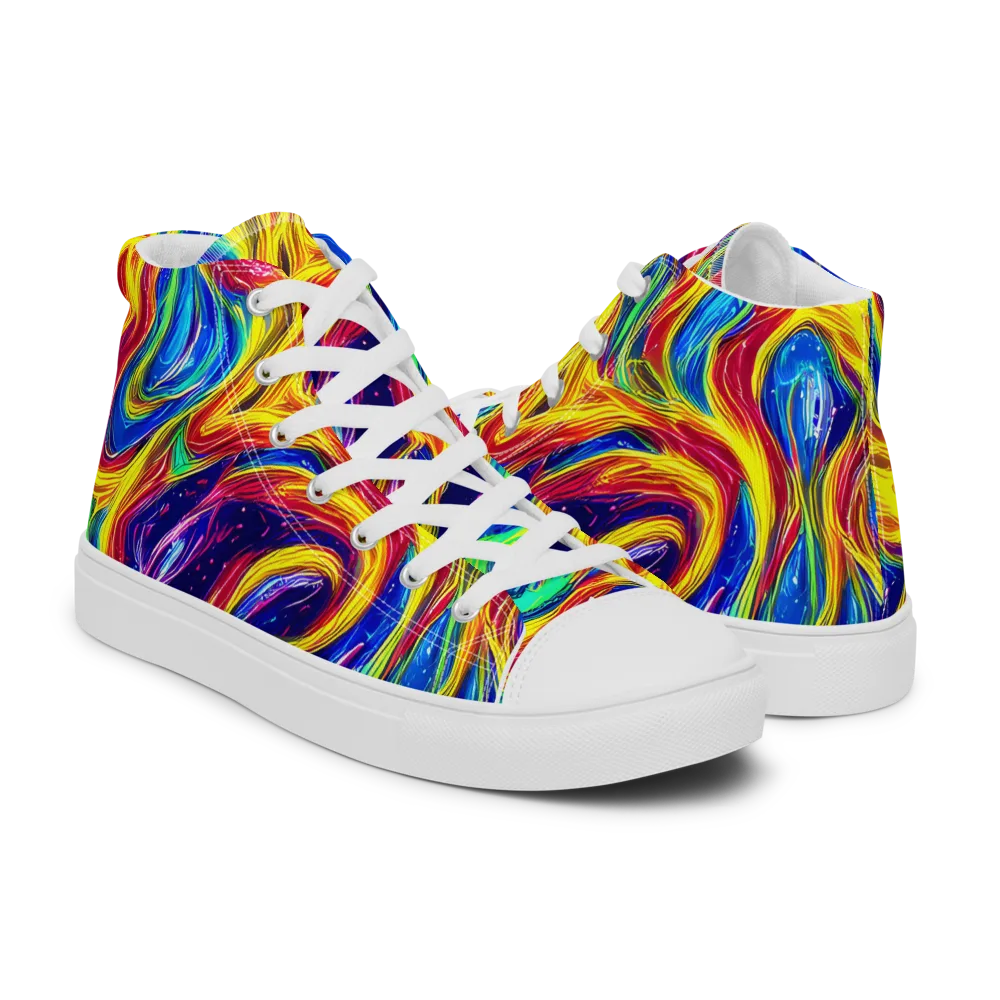 Lemon Comet Garden on Women's High Top Canvas Shoes — Right