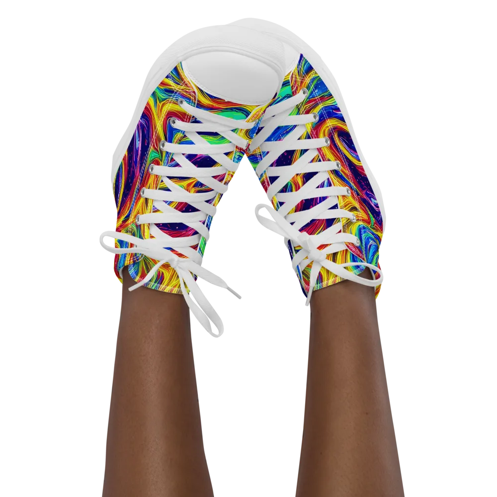 Lemon Comet Garden on Women's High Top Canvas Shoes — Front