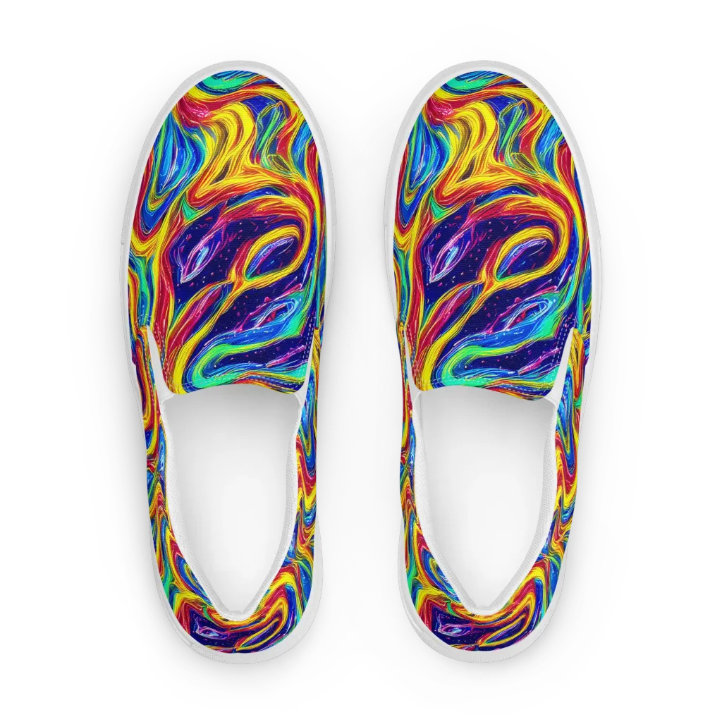 Lemon Comet Garden on Men's Slip-On Canvas Shoes — Front