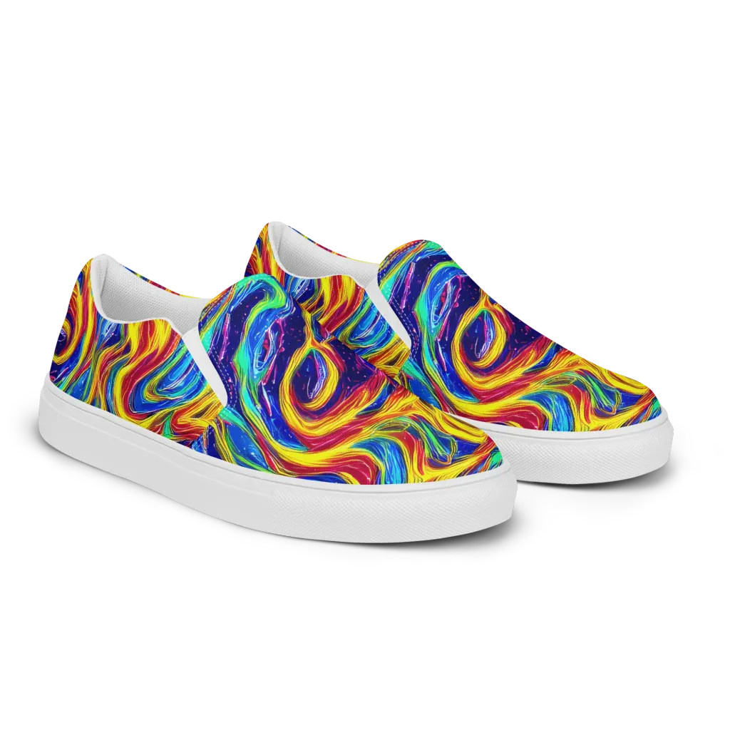 Lemon Comet Garden on Men's Slip-On Canvas Shoes — Right Front
