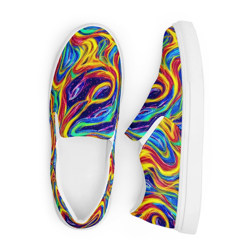 Lemon Comet Garden on Men's Slip-On Canvas Shoes — Front