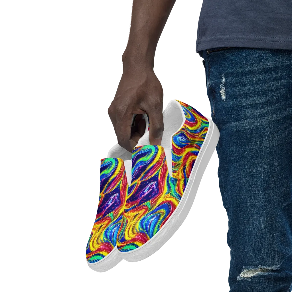 Lemon Comet Garden on Men's Slip-On Canvas Shoes — Left Front