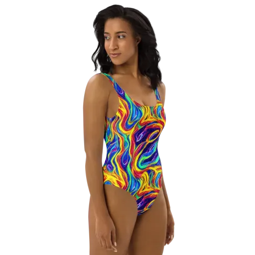 Lemon Comet Garden on a One-Piece Swimsuit