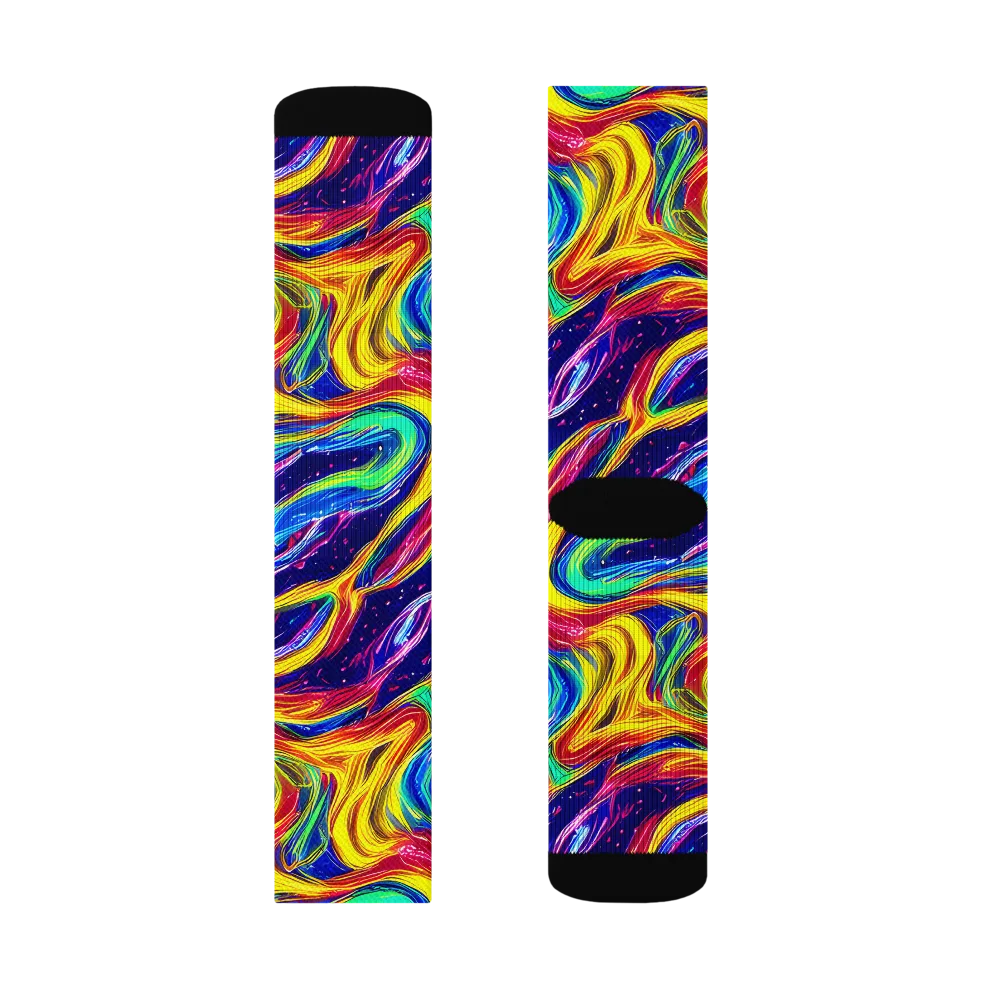 Lemon Comet Garden on Socks — Left Sock