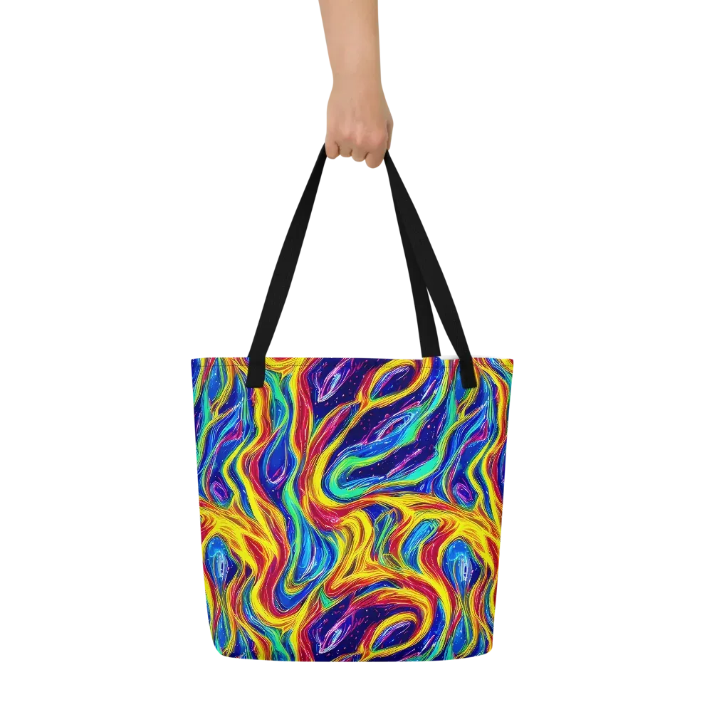 Lemon Comet Garden on Large Tote Bag W/ Pocket — Front