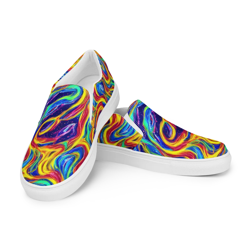 Lemon Comet Garden on Women's Slip-On Canvas Shoes — Left Front