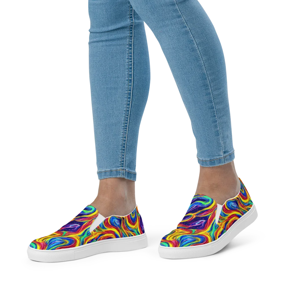 Lemon Comet Garden on Women's Slip-On Canvas Shoes — Front