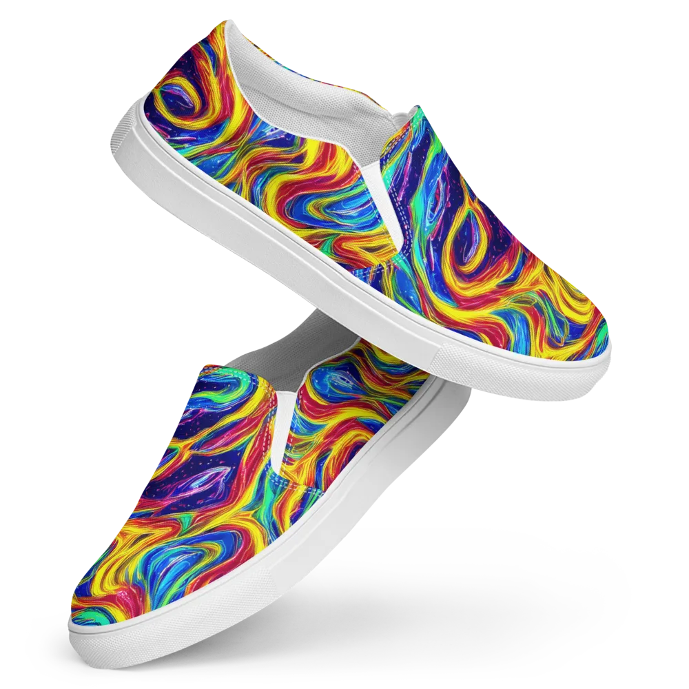 Lemon Comet Garden on Women's Slip-On Canvas Shoes — Front