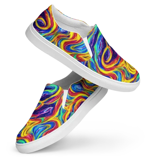Lemon Comet Garden on a Women's Slip-On Canvas Shoes