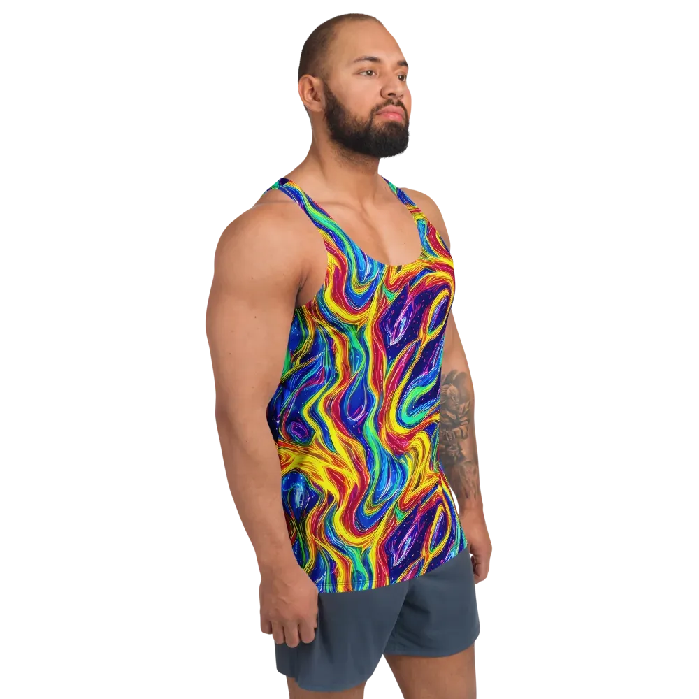Lemon Comet Garden on Men's Tank Top — Right Front