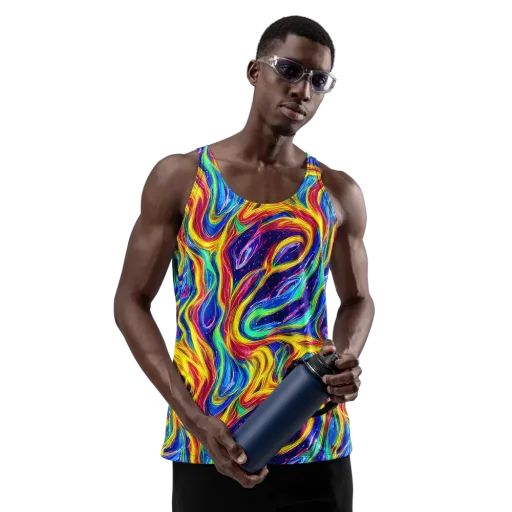 Lemon Comet Garden on a Men's Tank Top