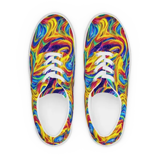 Lemon Comet Garden on a Men's Lace-Up Canvas Shoes