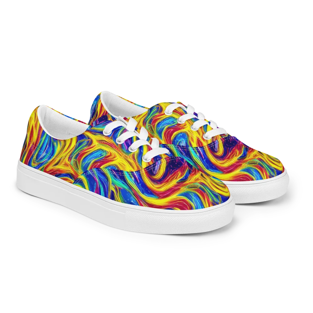 Lemon Comet Garden on Men's Lace-Up Canvas Shoes — Right Front