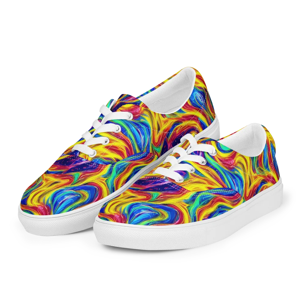 Lemon Comet Garden on Men's Lace-Up Canvas Shoes — Left Front