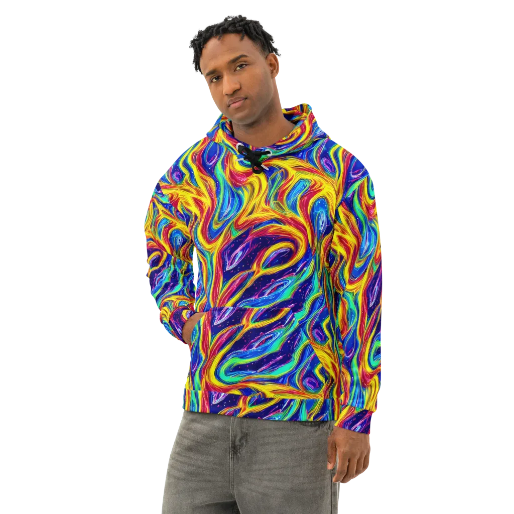 Lemon Comet Garden on Cotton Hoodie — Left Front
