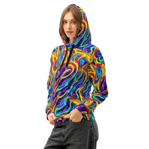 Lemon Comet Garden on a Cotton Hoodie
