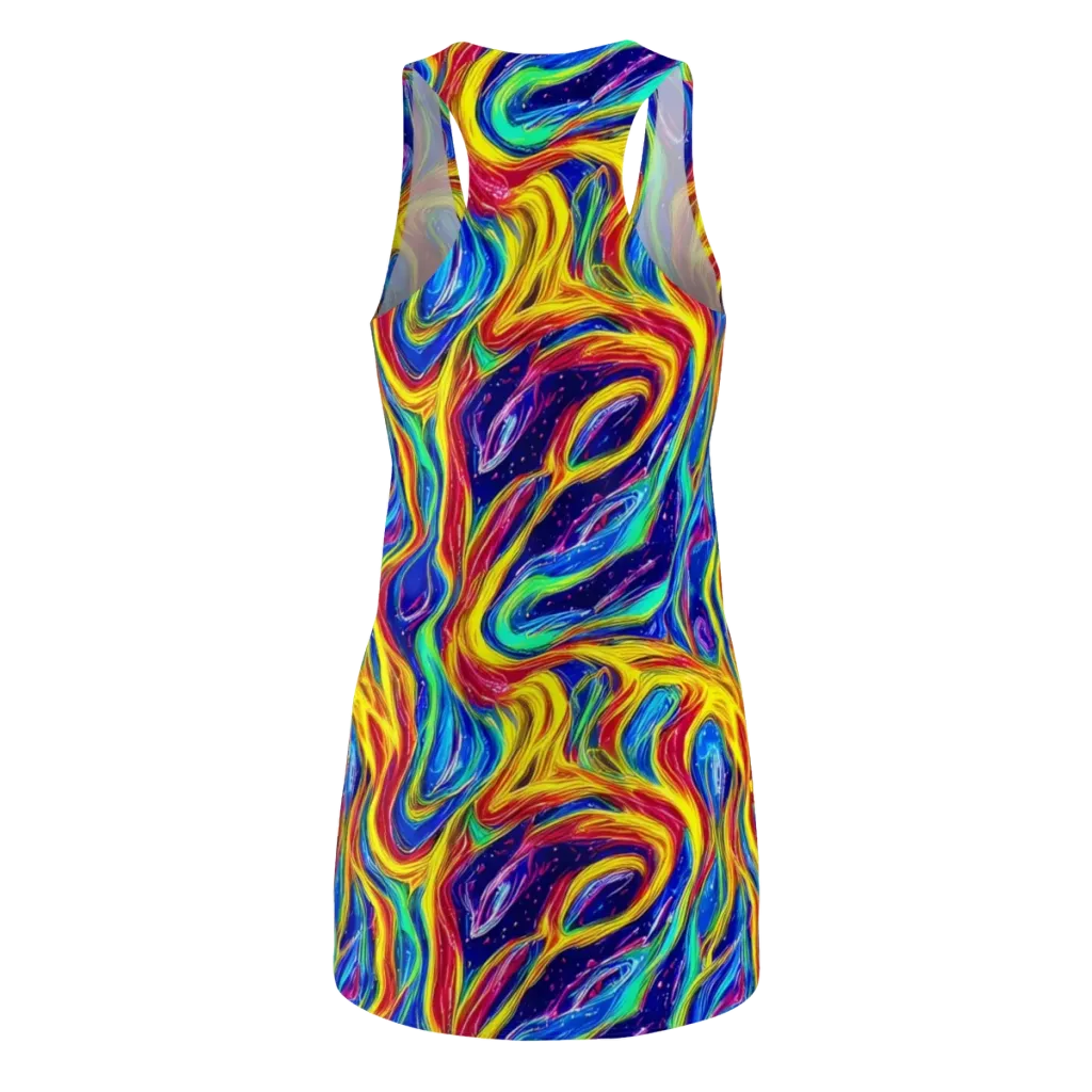 Lemon Comet Garden on Racerback Dress — Back