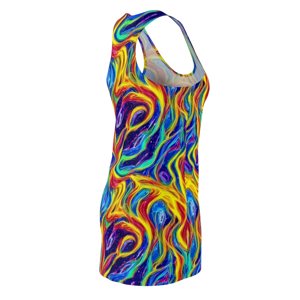 Lemon Comet Garden on Racerback Dress — Back Side