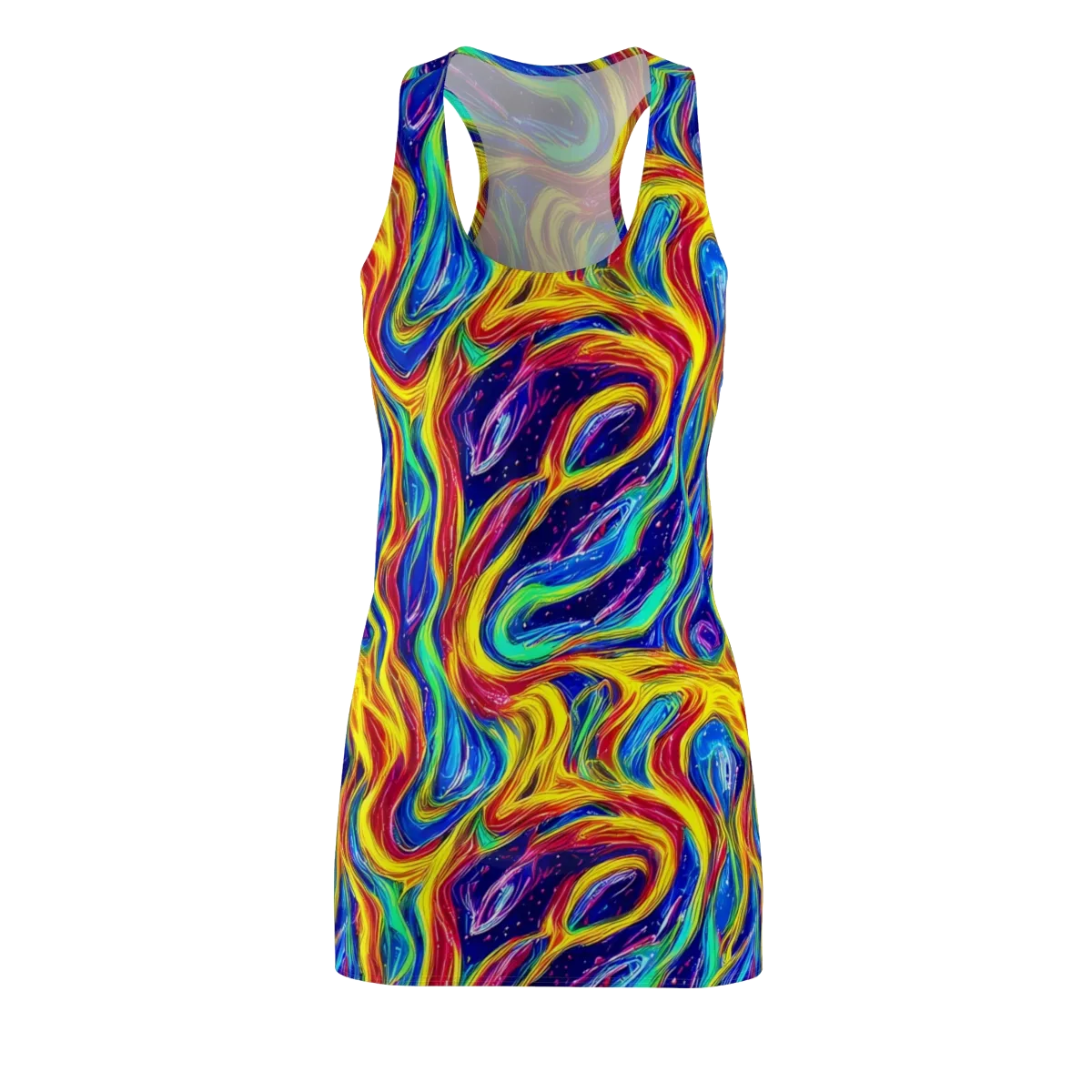 Lemon Comet Garden on Racerback Dress — Front