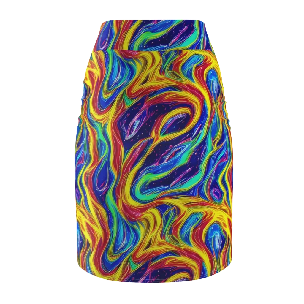 Lemon Comet Garden on Pencil Skirt — Back