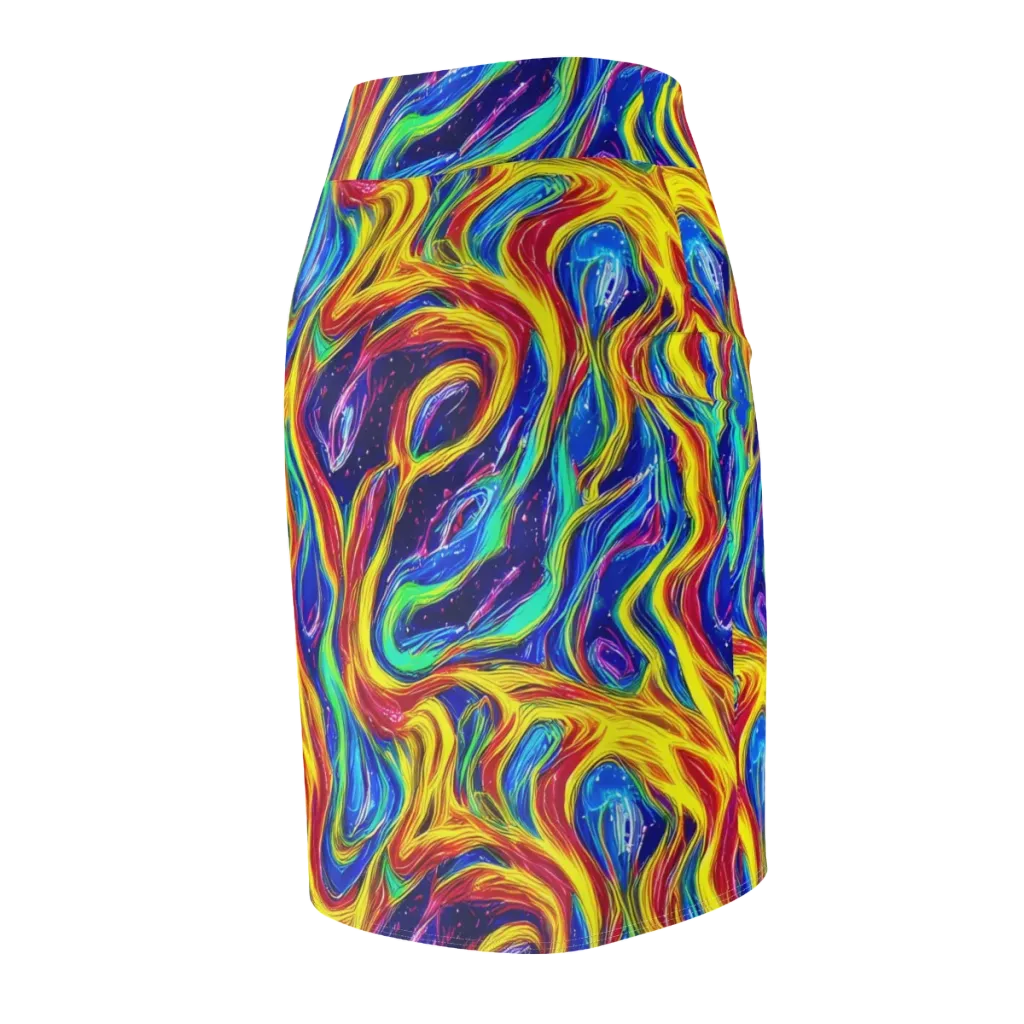 Lemon Comet Garden on Pencil Skirt — Back Side