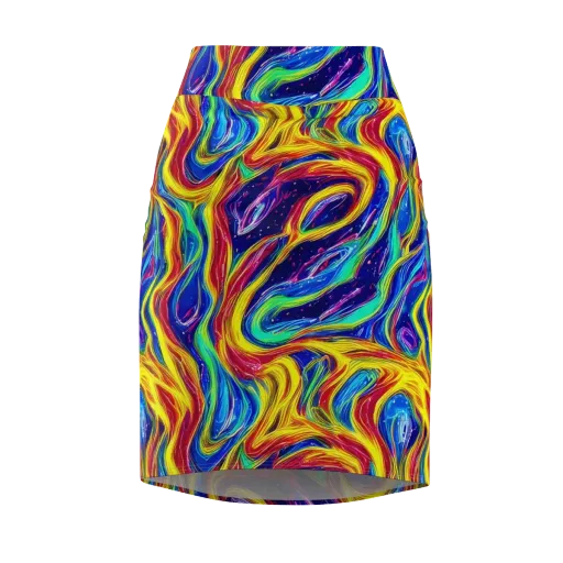 Lemon Comet Garden on a Pencil Skirt