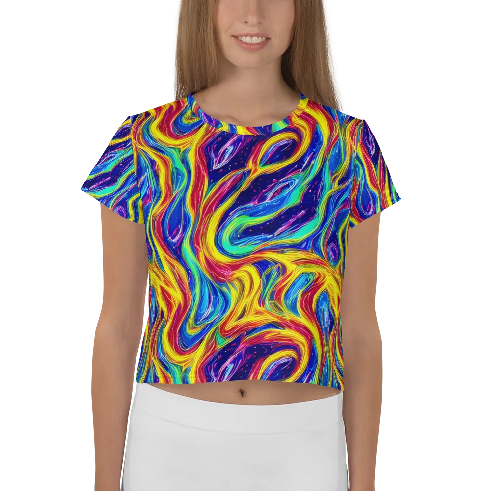 Lemon Comet Garden on Crop Tee — Front
