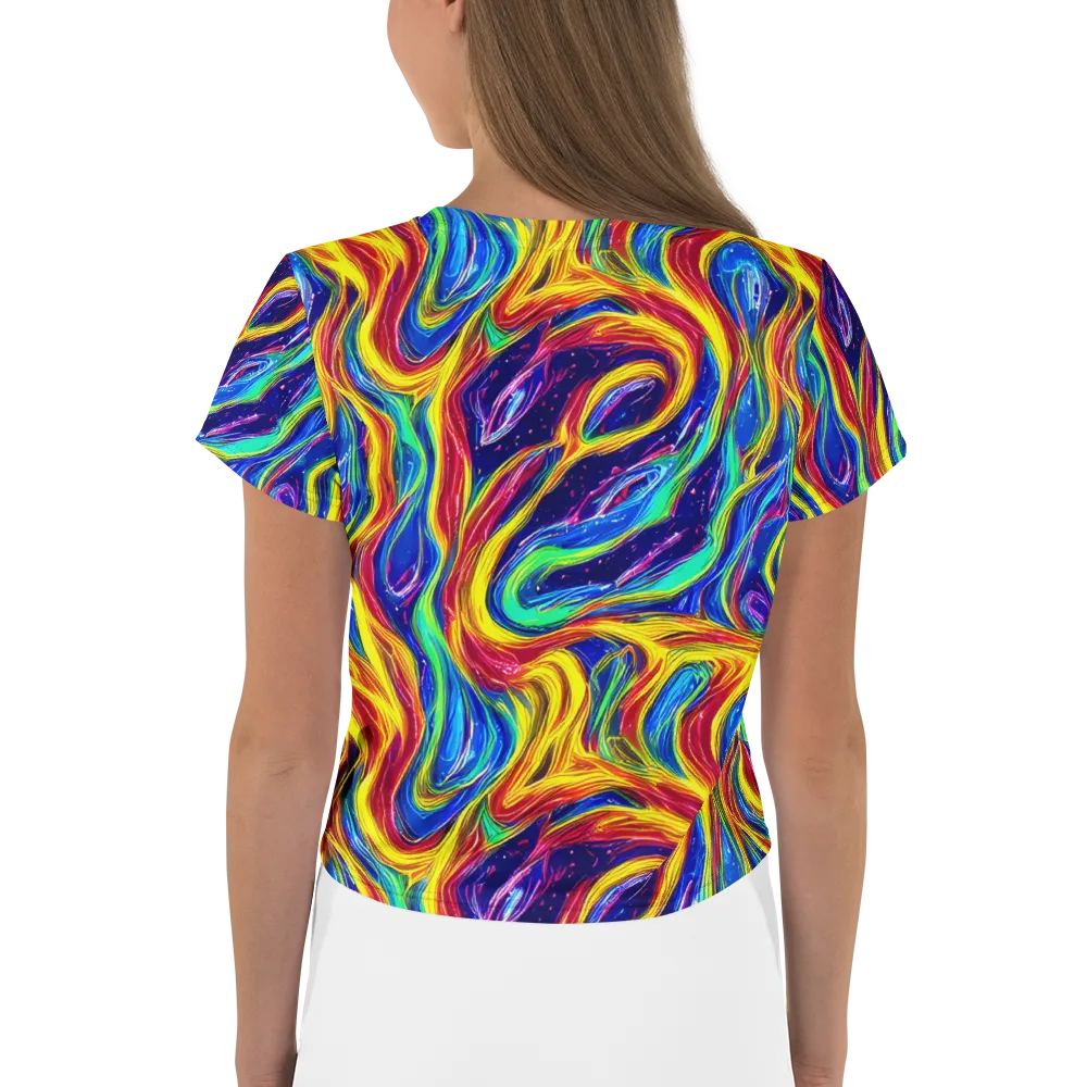Lemon Comet Garden on Crop Tee — Back