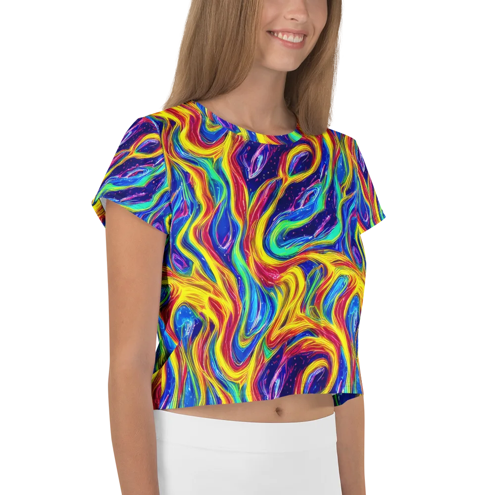 Lemon Comet Garden on Crop Tee — Right
