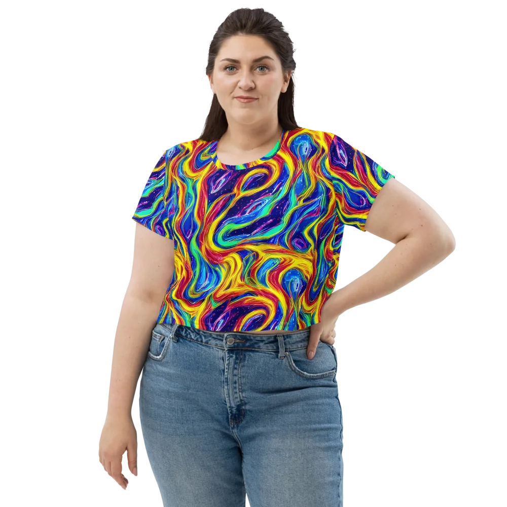 Lemon Comet Garden on Crop Tee — Front
