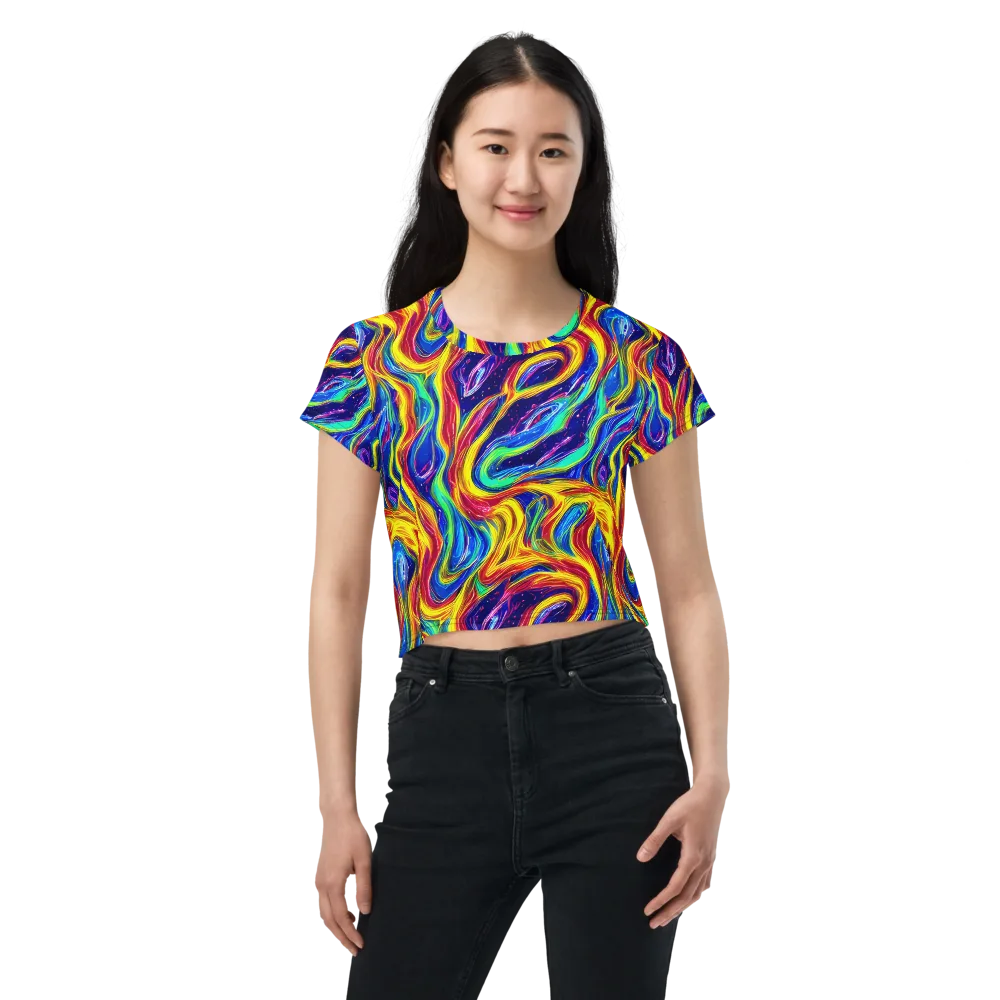 Lemon Comet Garden on Crop Tee — Front