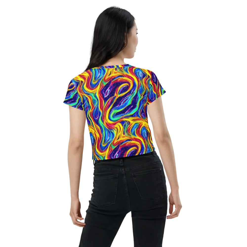 Lemon Comet Garden on Crop Tee — Back