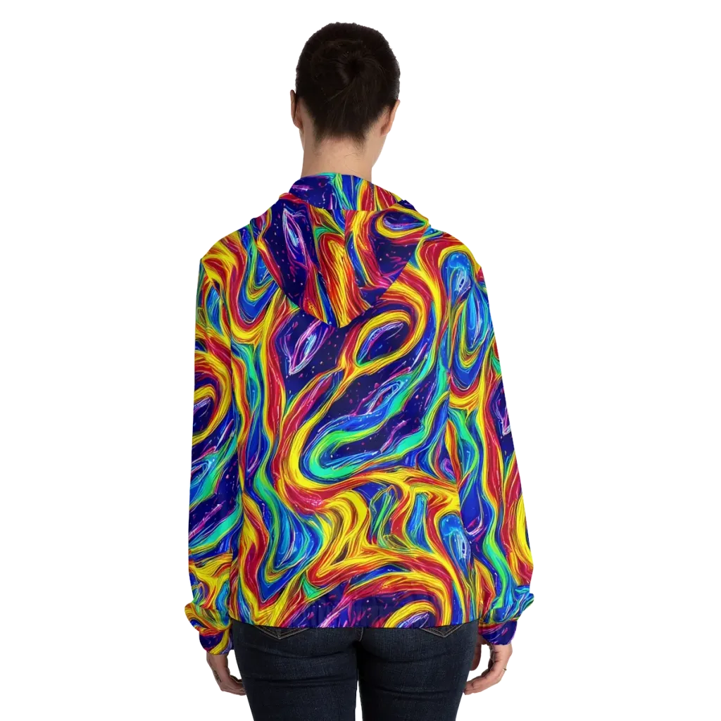 Lemon Comet Garden on Women's Full-Zip Hoodie — Back On Person