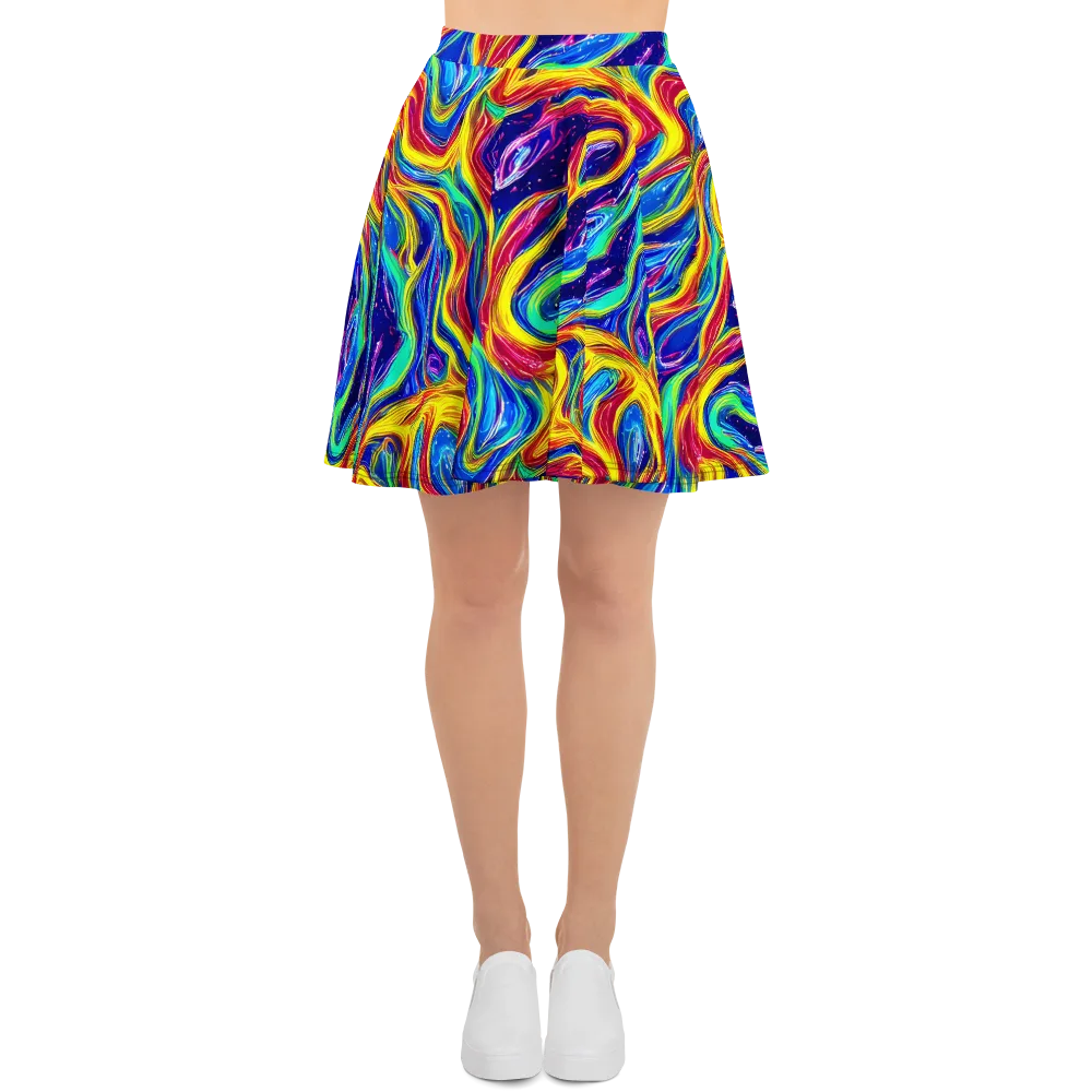 Lemon Comet Garden on Skater Skirt — Front