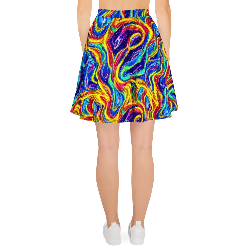 Lemon Comet Garden on Skater Skirt — Back