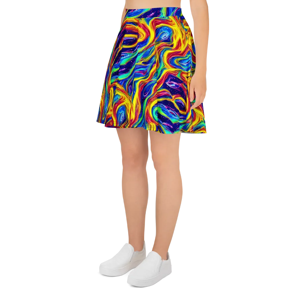 Lemon Comet Garden on Skater Skirt — Left