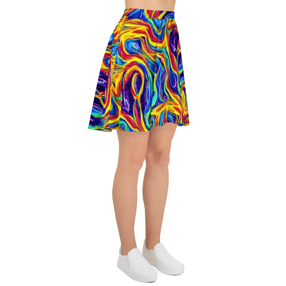 Lemon Comet Garden on Skater Skirt — Right