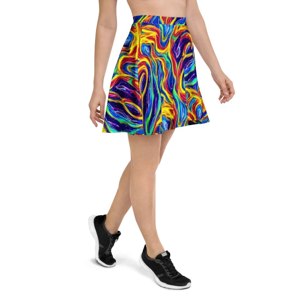 Lemon Comet Garden on Skater Skirt — Right