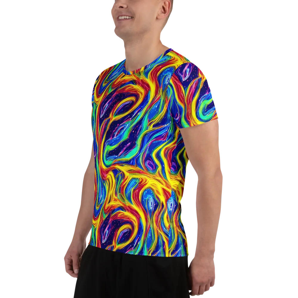 Lemon Comet Garden on Men's Athletic T-Shirt — Left
