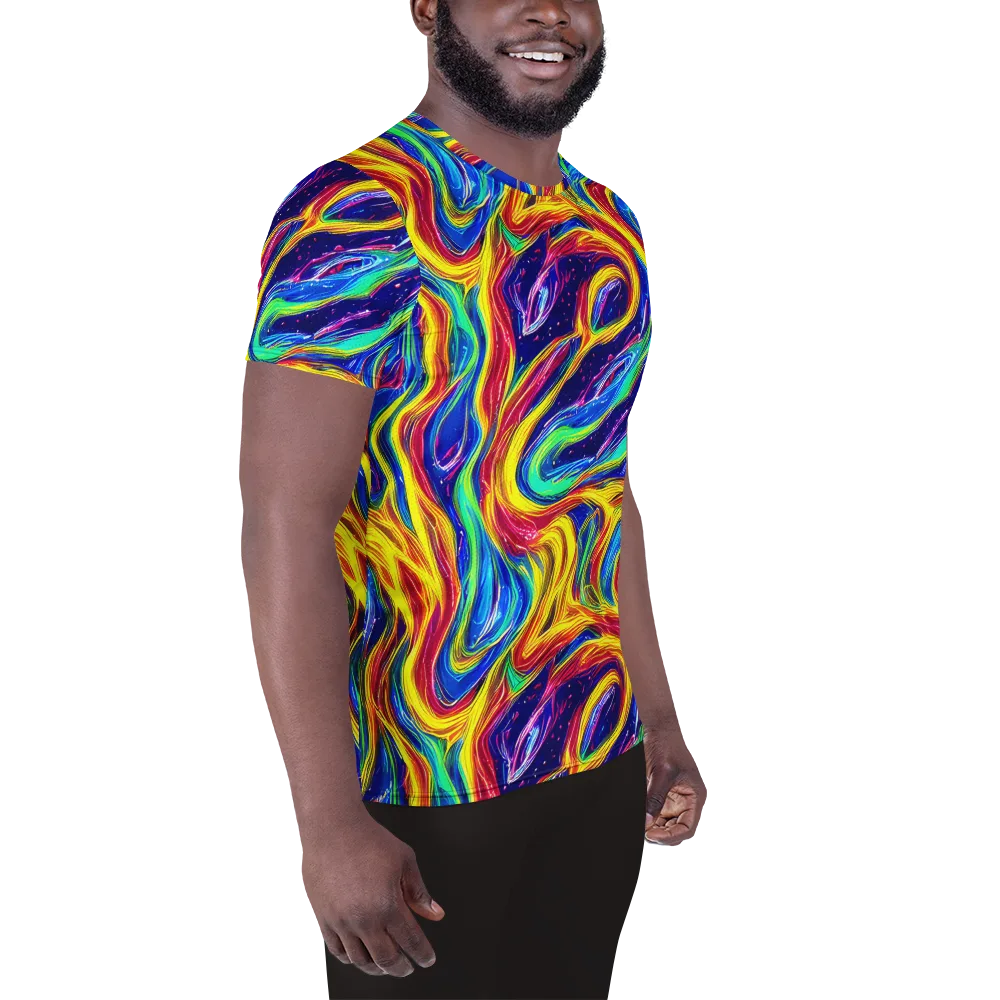 Lemon Comet Garden on Men's Athletic T-Shirt — Right