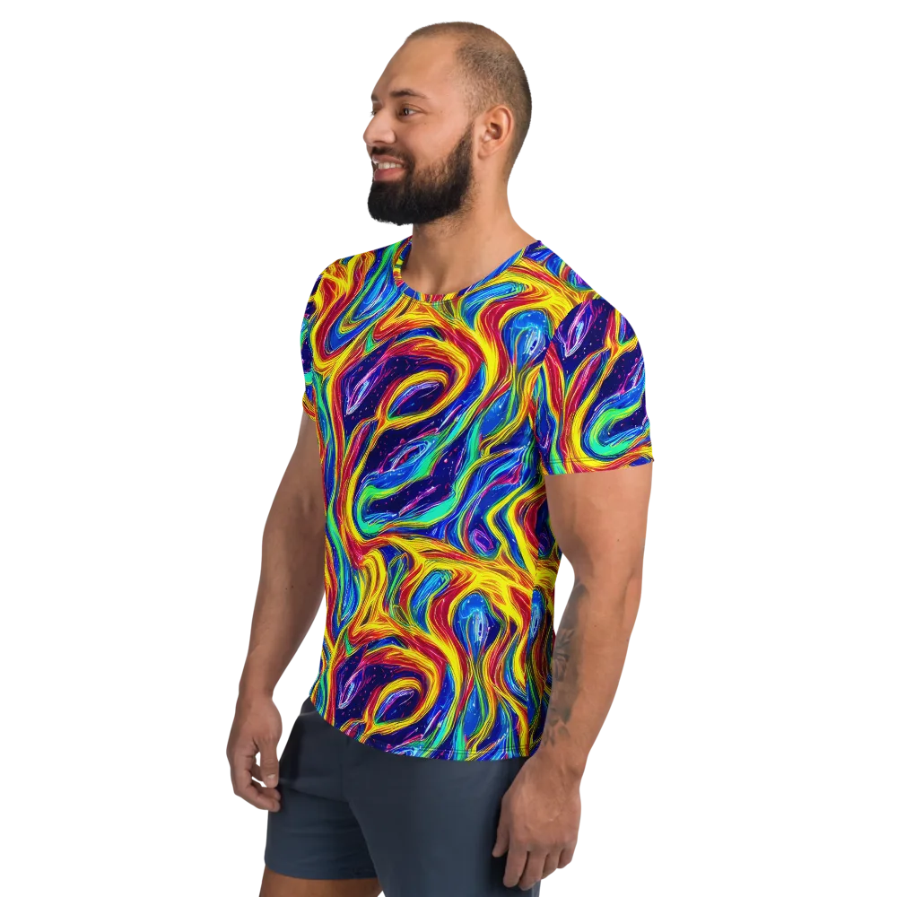 Lemon Comet Garden on Men's Athletic T-Shirt — Left