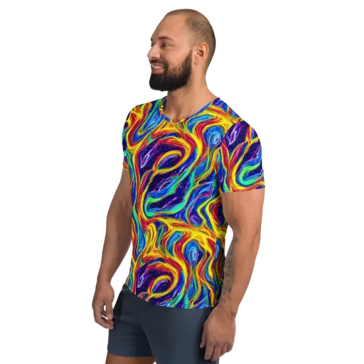 Lemon Comet Garden on a Men's Athletic T-Shirt