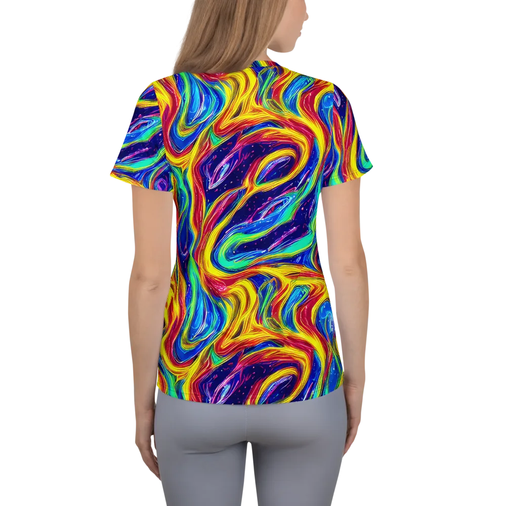 Lemon Comet Garden on Women's Athletic T-Shirt — Back