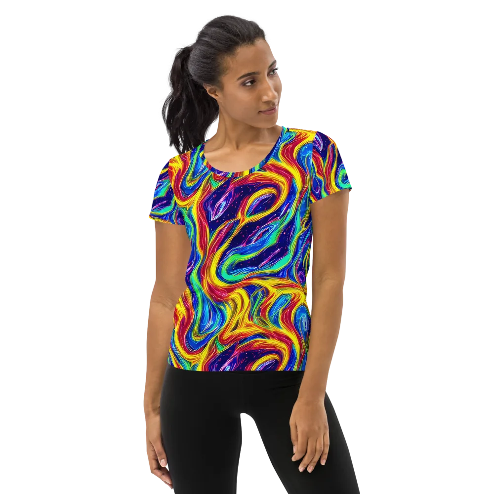 Lemon Comet Garden on Women's Athletic T-Shirt — Front