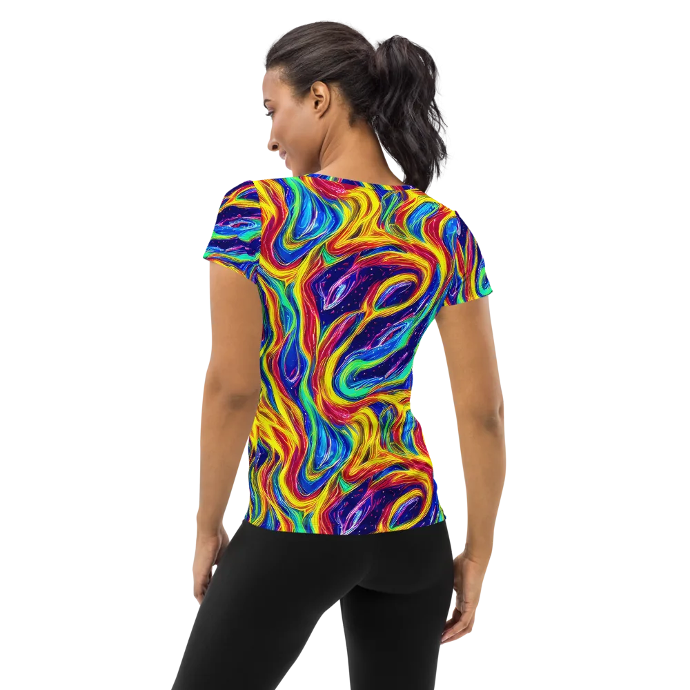 Lemon Comet Garden on Women's Athletic T-Shirt — Back
