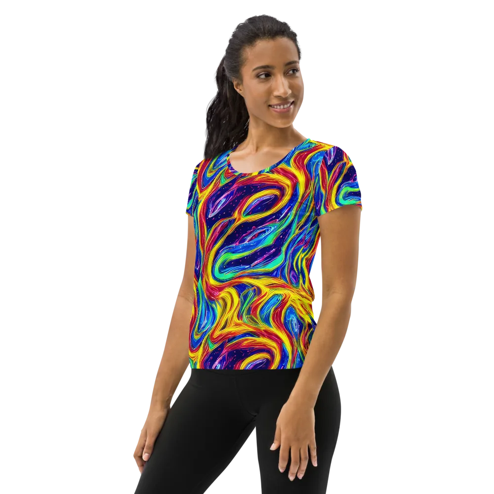 Lemon Comet Garden on Women's Athletic T-Shirt — Left