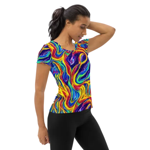 Lemon Comet Garden on a Women's Athletic T-Shirt