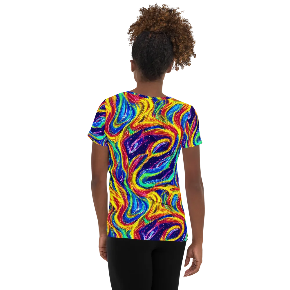 Lemon Comet Garden on Women's Athletic T-Shirt — Back