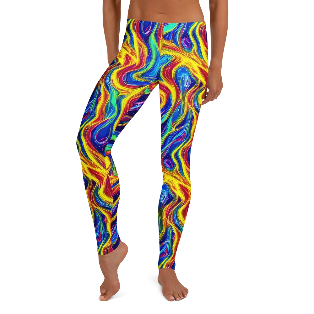 Lemon Comet Garden on Leggings — Front