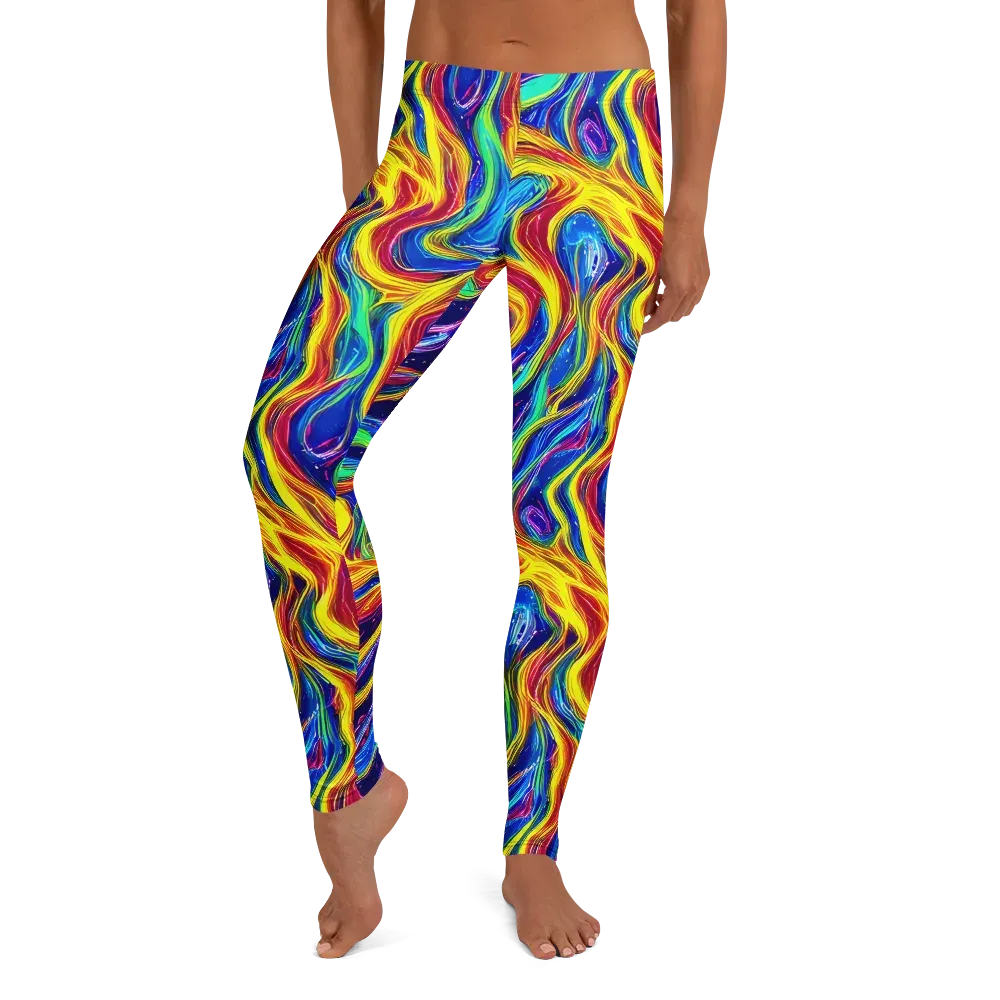 Lemon Comet Garden on Leggings — Front